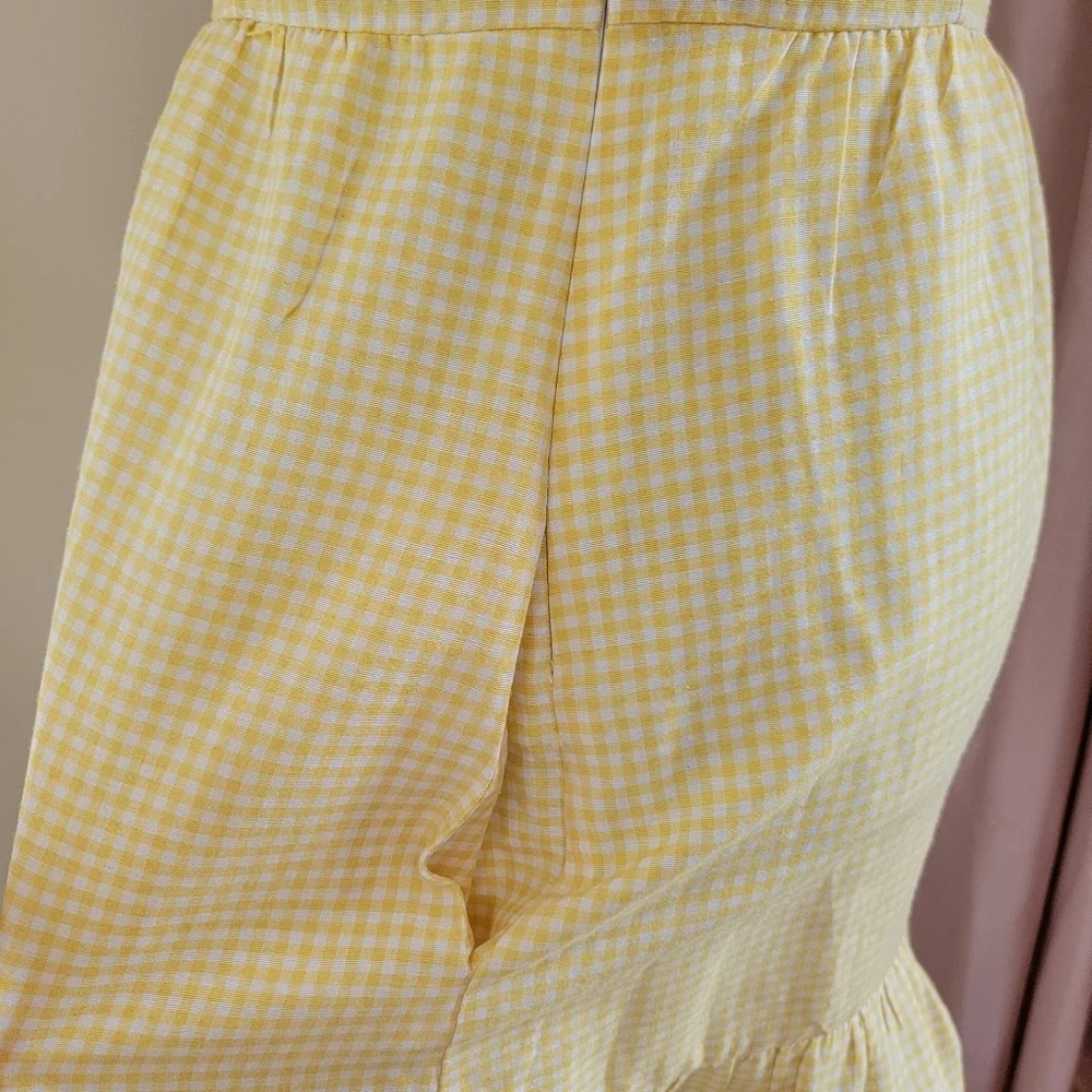 Altar'd State Yellow Gingham One Shoulder Dress Size Medium EUC - Picture 5 of 10